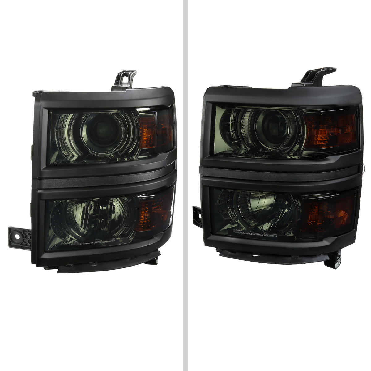 2014-2015 Chevrolet Silverado 1500 Projector Headlights (Chrome Housing/Smoked Lens/Black Trim)
