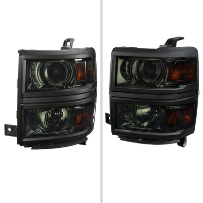 2014-2015 Chevrolet Silverado 1500 Projector Headlights (Chrome Housing/Smoked Lens/Black Trim)