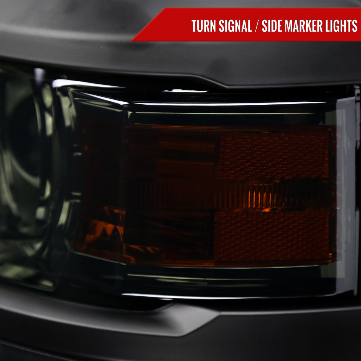 2014-2015 Chevrolet Silverado 1500 Projector Headlights (Chrome Housing/Smoked Lens/Black Trim)
