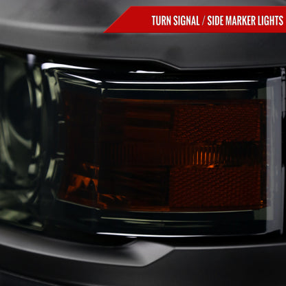 2014-2015 Chevrolet Silverado 1500 Projector Headlights (Chrome Housing/Smoked Lens/Black Trim)