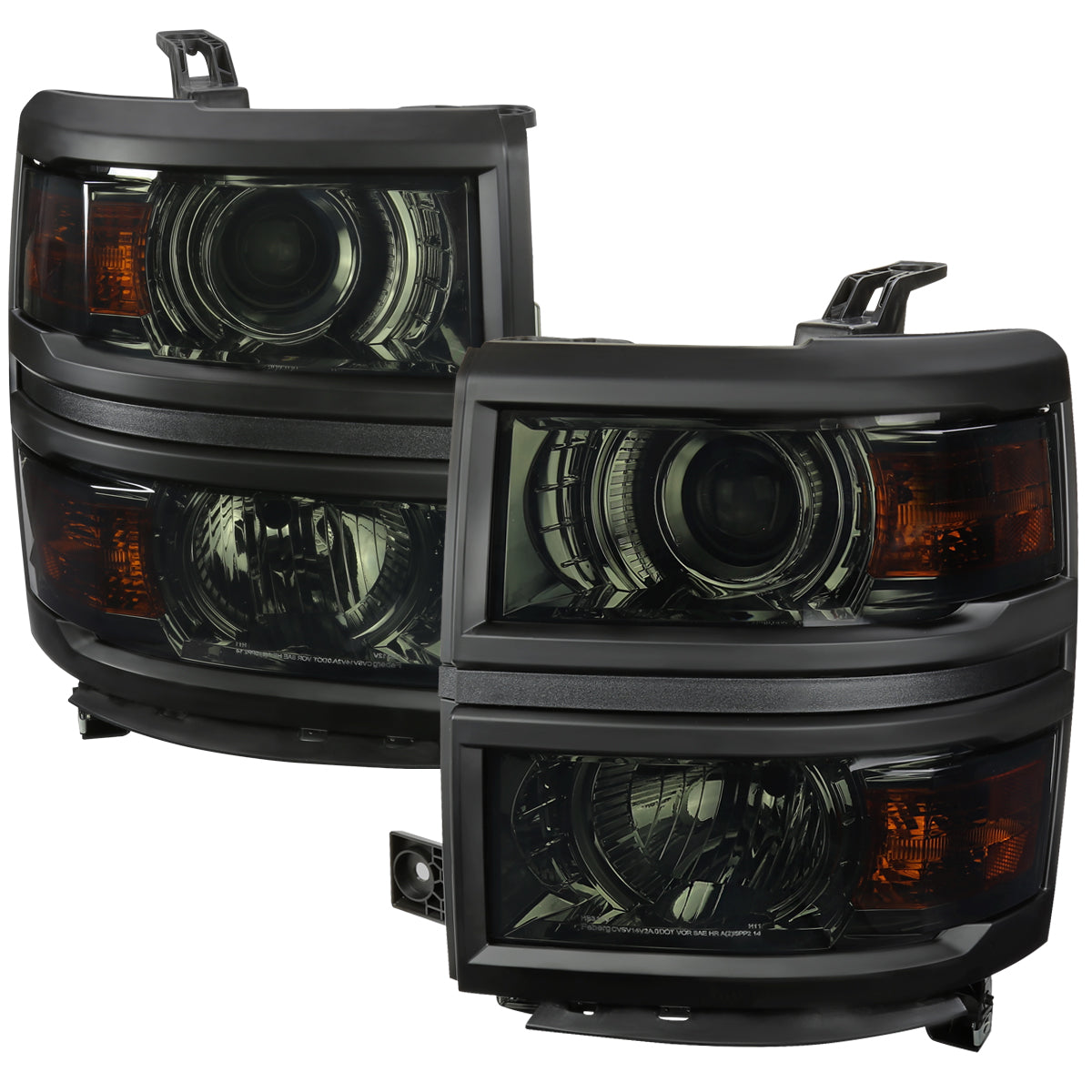2014-2015 Chevrolet Silverado 1500 Projector Headlights (Chrome Housing/Smoked Lens/Black Trim)