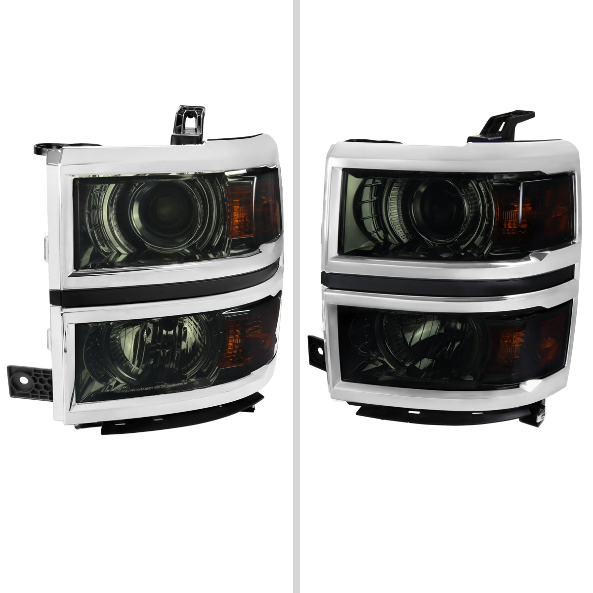 2014-2015 Chevrolet Silverado 1500 Projector Headlights (Glossy Black Housing/Smoked Lens/Chrome Trim)