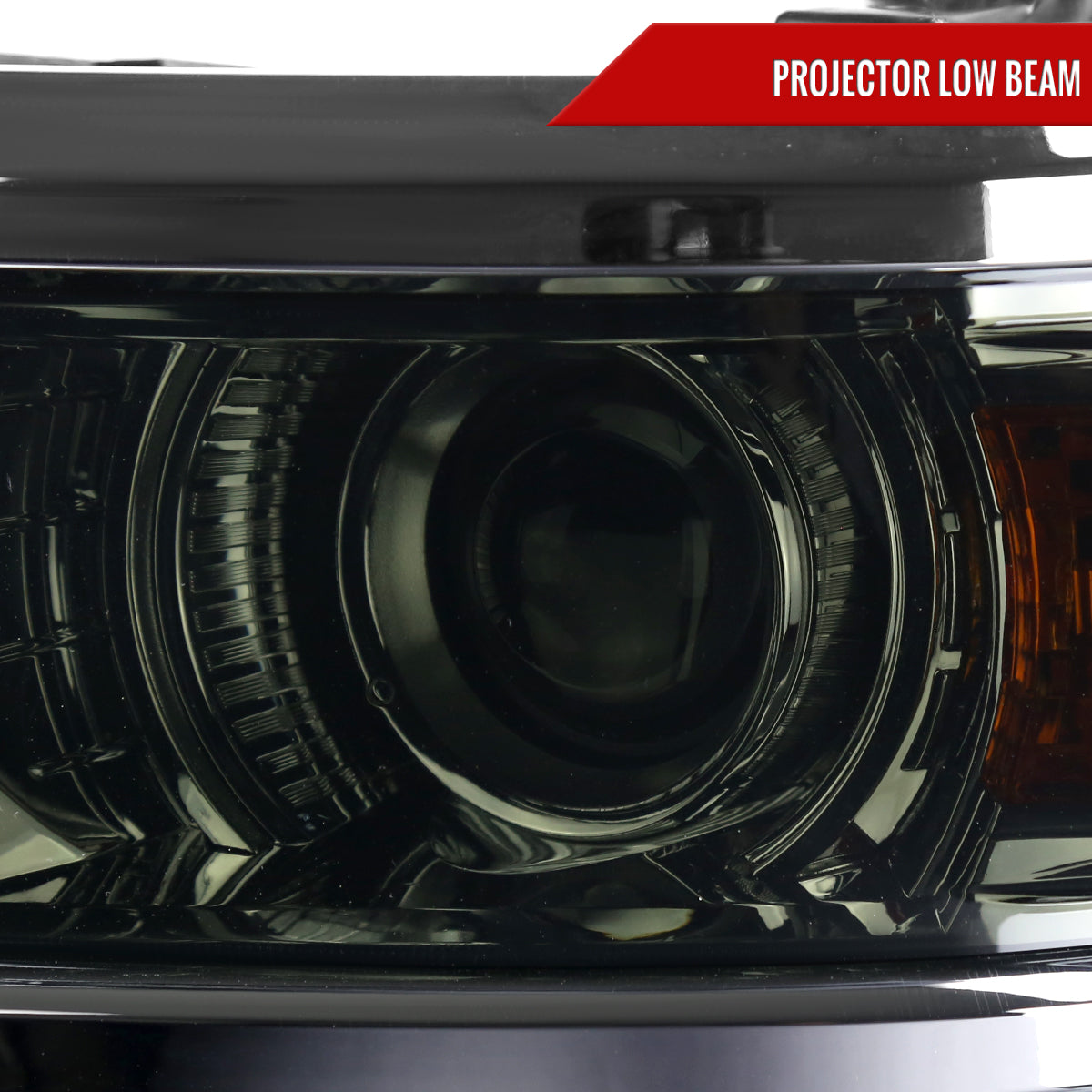 2014-2015 Chevrolet Silverado 1500 Projector Headlights (Glossy Black Housing/Smoked Lens/Chrome Trim)