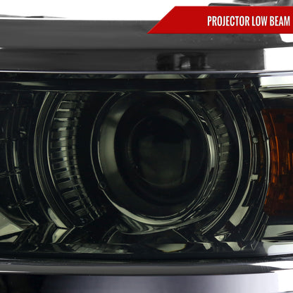 2014-2015 Chevrolet Silverado 1500 Projector Headlights (Glossy Black Housing/Smoked Lens/Chrome Trim)