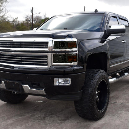 2014-2015 Chevrolet Silverado 1500 Projector Headlights (Glossy Black Housing/Smoked Lens/Chrome Trim)