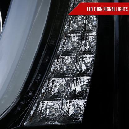 2014-2015 Chevrolet Silverado 1500 LED U-Bar Projector Headlights w/ LED Turn Signal Lights (Glossy Black Housing/Smoked Lens)