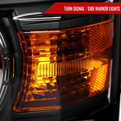 2014-2015 Chevrolet Silverado 1500 Projector Headlights (Matte Black Housing/Clear Lens)