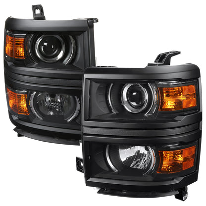 2014-2015 Chevrolet Silverado 1500 Projector Headlights (Matte Black Housing/Clear Lens)