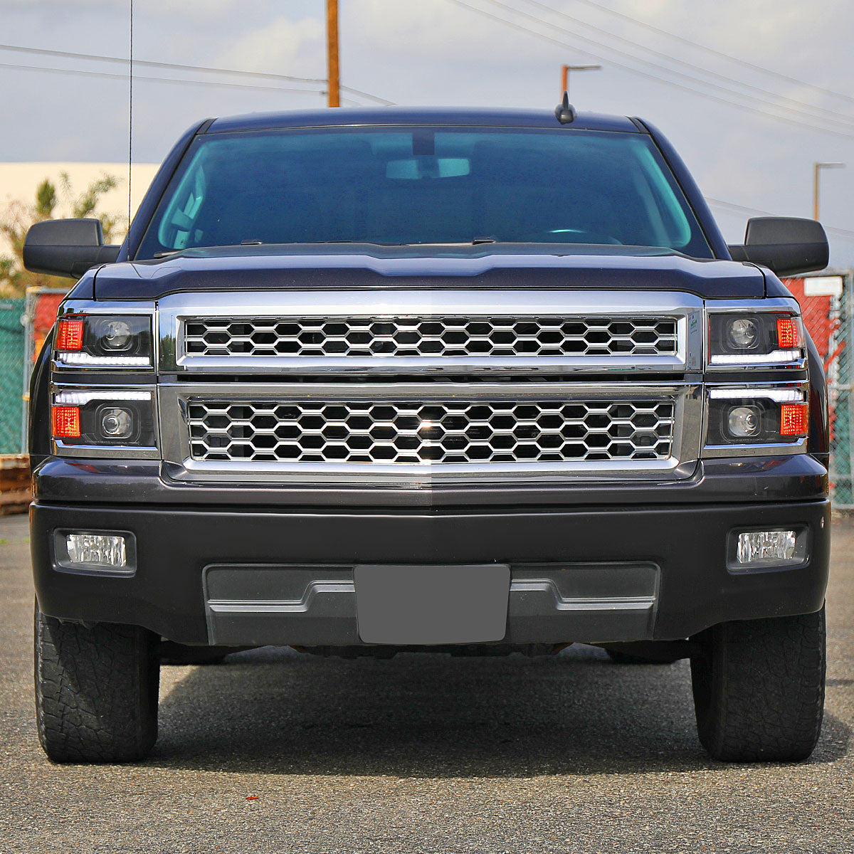 2014-2015 Chevrolet Silverado 1500 Switchback Sequential LED Bar Projector Headlights (Matte Black Housing/Clear Lens/Chrome Trim)