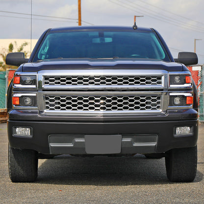 2014-2015 Chevrolet Silverado 1500 Switchback Sequential LED Bar Projector Headlights (Matte Black Housing/Clear Lens/Chrome Trim)