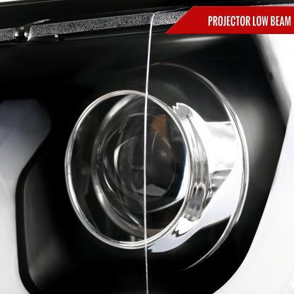 2014-2015 Chevrolet Silverado 1500 LED U-Bar Projector Headlights w/ LED Turn Signal Lights (Matte Black Housing/Clear Lens)