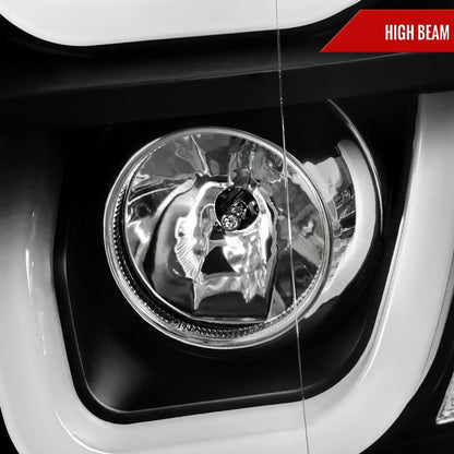2014-2015 Chevrolet Silverado 1500 LED U-Bar Projector Headlights w/ LED Turn Signal Lights (Matte Black Housing/Clear Lens)