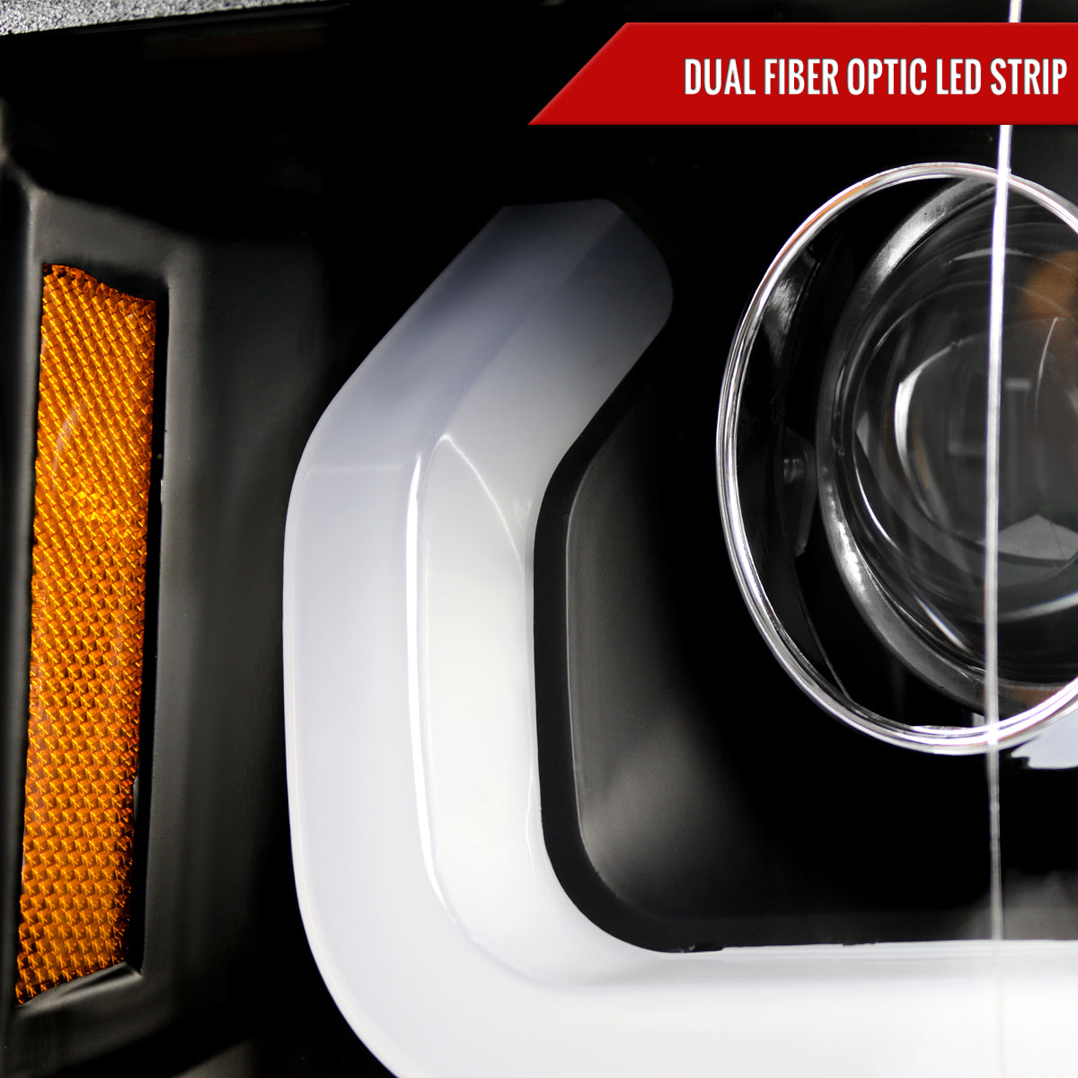 2014-2015 Chevrolet Silverado 1500 LED U-Bar Projector Headlights w/ LED Turn Signal Lights (Matte Black Housing/Clear Lens)