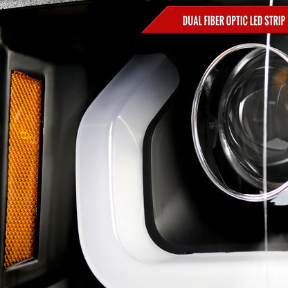 2014-2015 Chevrolet Silverado 1500 LED U-Bar Projector Headlights w/ LED Turn Signal Lights (Matte Black Housing/Clear Lens)