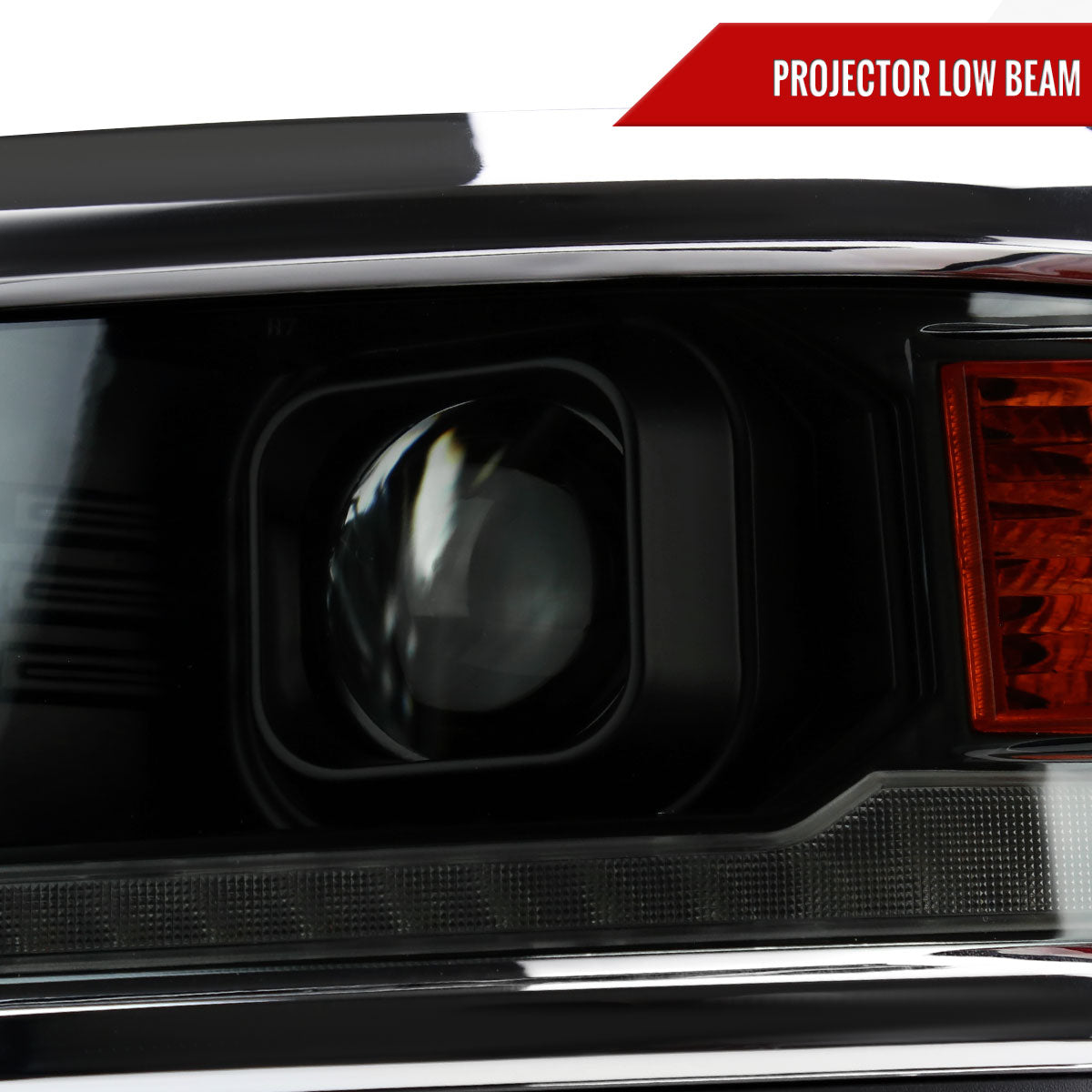 2014-2015 Chevrolet Silverado 1500 Switchback Sequential LED Bar Projector Headlights (Matte Black Housing/Smoked Lens/Chrome Trim)