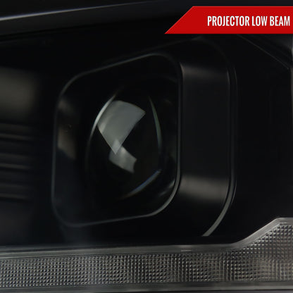 2014-2015 Chevrolet Silverado 1500 Switchback Sequential LED Bar Projector Headlights (Matte Black Housing/Smoked Lens/Black Trim)