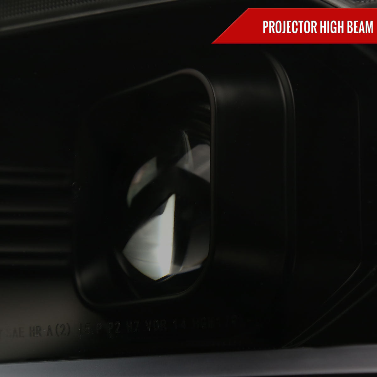 2014-2015 Chevrolet Silverado 1500 Switchback Sequential LED Bar Projector Headlights (Matte Black Housing/Smoked Lens/Black Trim)