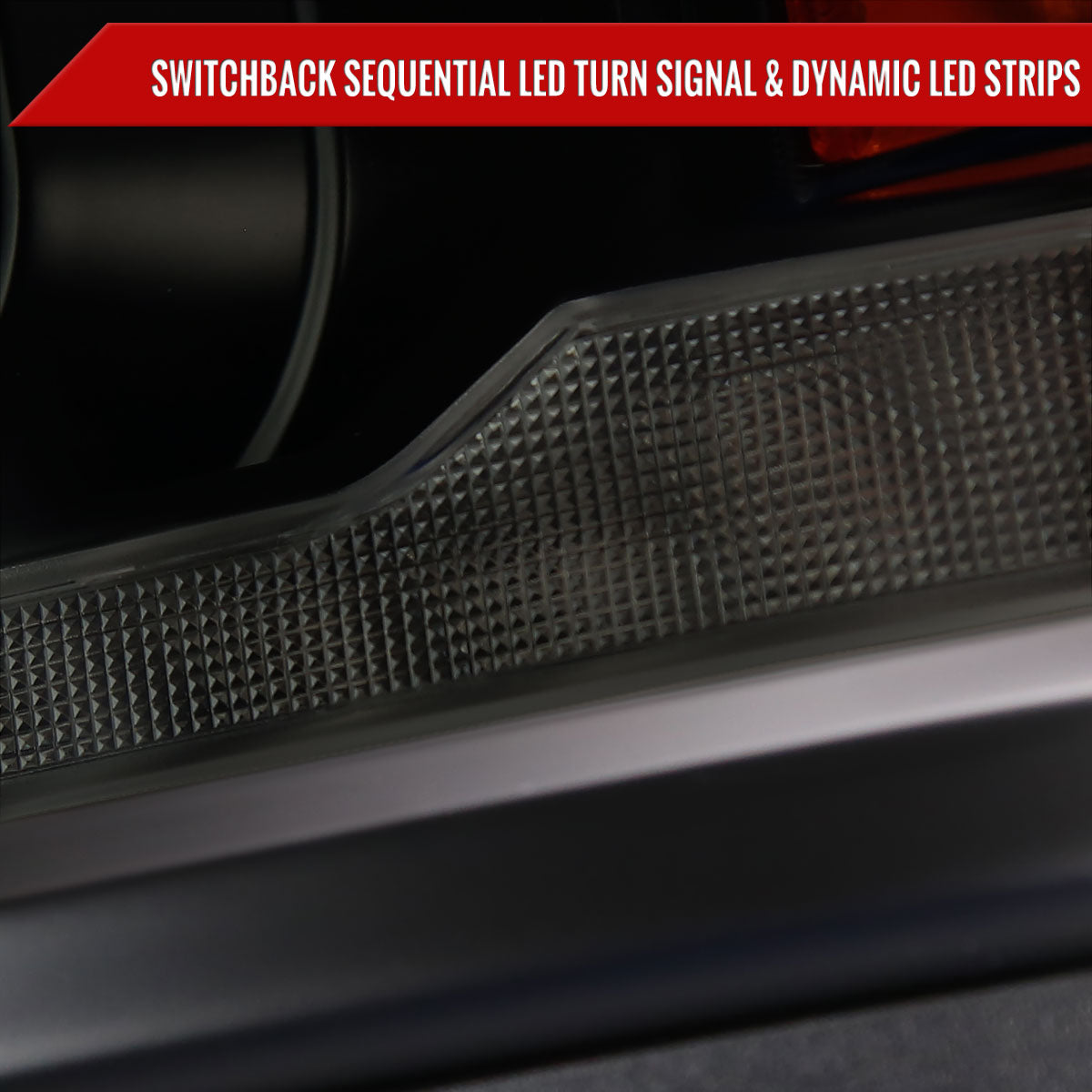 2014-2015 Chevrolet Silverado 1500 Switchback Sequential LED Bar Projector Headlights (Matte Black Housing/Smoked Lens/Black Trim)