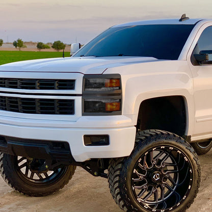 2014-2015 Chevrolet Silverado 1500 Switchback Sequential LED Bar Projector Headlights (Matte Black Housing/Smoked Lens/Black Trim)