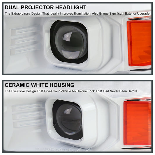 2014-2015 Chevrolet Silverado 1500 Switchback Sequential LED Bar Projector Headlights (White Housing/Clear Lens/Black Trim)