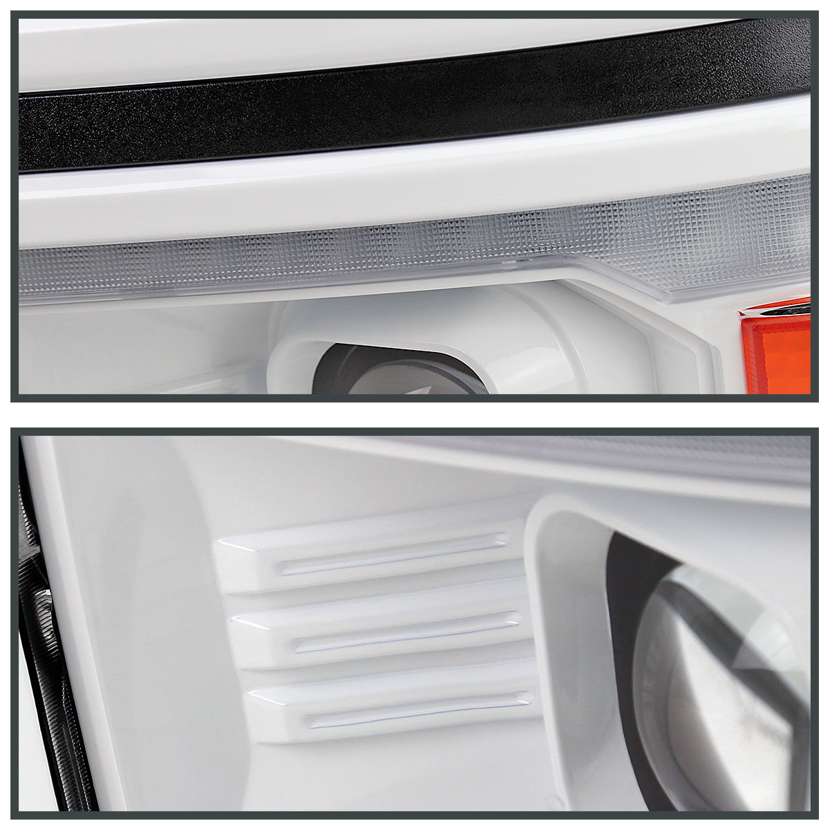 2014-2015 Chevrolet Silverado 1500 Switchback Sequential LED Bar Projector Headlights (White Housing/Clear Lens/Black Trim)