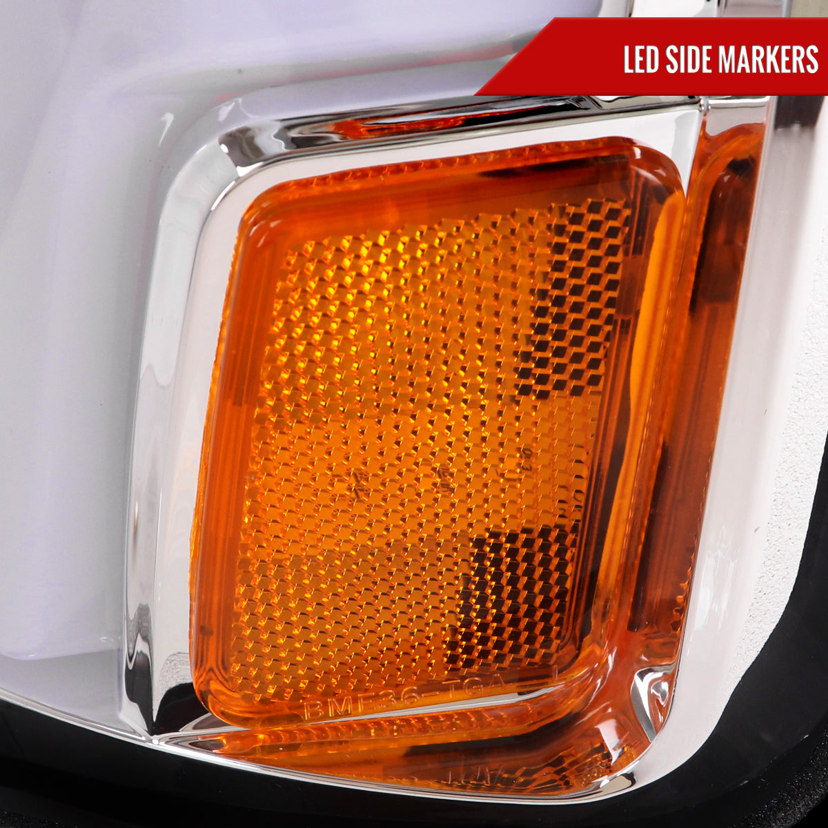 2015-2019 Chevrolet Silverado 2500HD/3500HD Switchback Sequential LED Turn Signal Projector Headlights (Chrome Housing/Clear Lens)