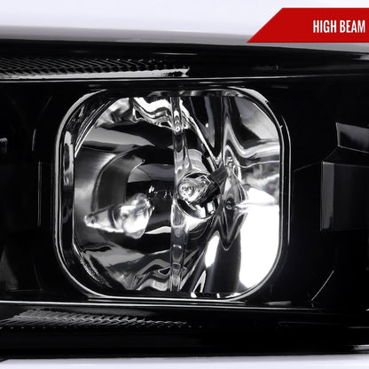 2015-2019 Chevrolet Silverado 2500HD/3500HD Switchback Sequential LED Turn Signal Projector Headlights (Glossy Black Housing/Clear Lens)