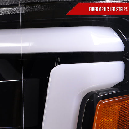 2015-2019 Chevrolet Silverado 2500HD/3500HD Switchback Sequential LED Turn Signal Projector Headlights (Glossy Black Housing/Clear Lens)