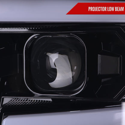 2015-2019 Chevrolet Silverado 2500HD/3500HD Switchback Sequential LED Turn Signal Projector Headlights (Glossy Black Housing/Smoked Lens)