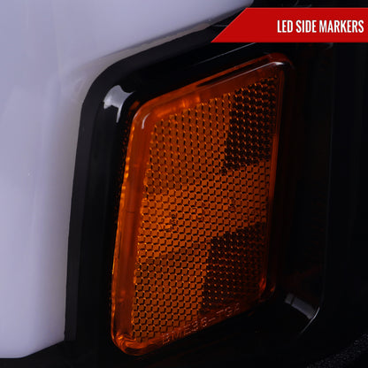 2015-2019 Chevrolet Silverado 2500HD/3500HD Switchback Sequential LED Turn Signal Projector Headlights (Glossy Black Housing/Smoked Lens)