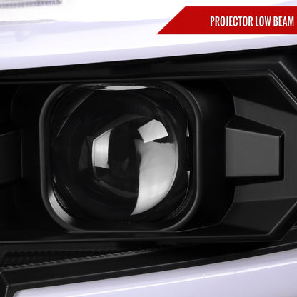 2015-2019 Chevrolet Silverado 2500HD/3500HD Switchback Sequential LED Turn Signal Projector Headlights (Matte Black Housing/Clear Lens)