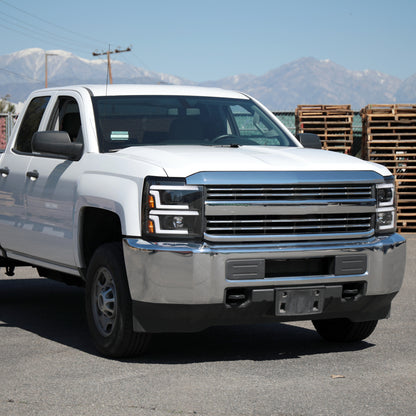 2015-2019 Chevrolet Silverado 2500HD/3500HD Switchback Sequential LED Turn Signal Projector Headlights (Matte Black Housing/Clear Lens)