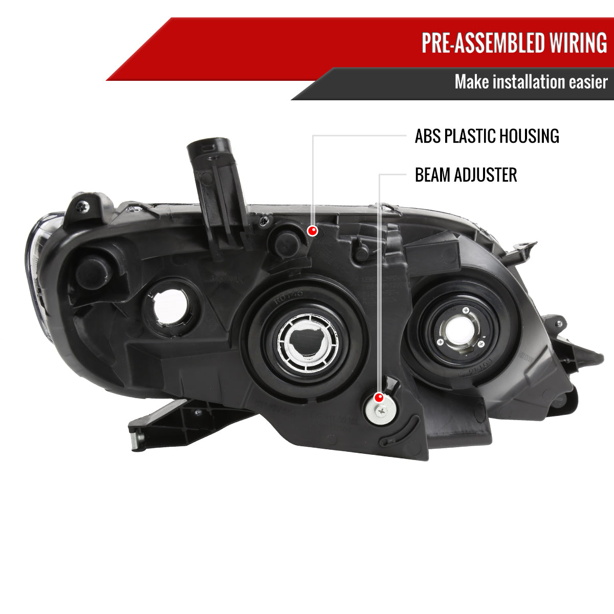 2011-2020 Toyota Sienna Projector Headlights (Chrome Housing/Clear Lens)
