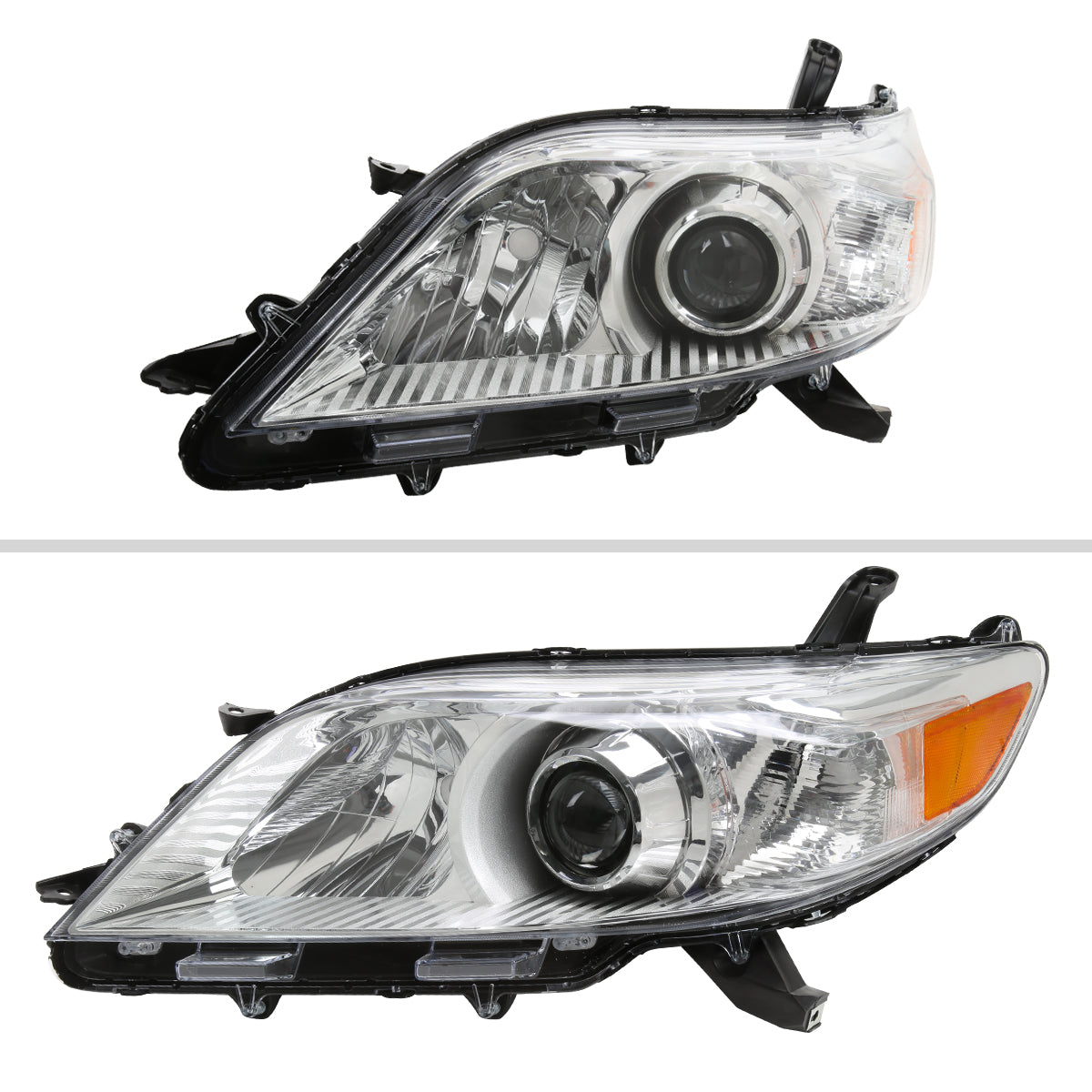 2011-2020 Toyota Sienna Driver/Left Side Projector Headlights (Chrome Housing/Clear Lens)
