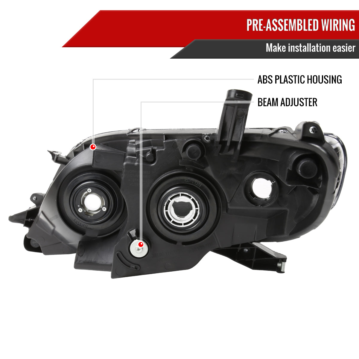 2011-2020 Toyota Sienna Passenger/Right Side Projector Headlights (Chrome Housing/Clear Lens)