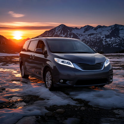 2011-2020 Toyota Sienna Switchback Sequential LED Bar Projector Headlights (Chrome Housing / Clear Lens)