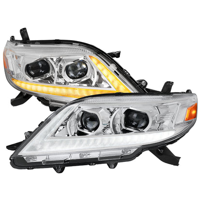 2011-2020 Toyota Sienna Switchback Sequential LED Bar Projector Headlights (Chrome Housing / Clear Lens)