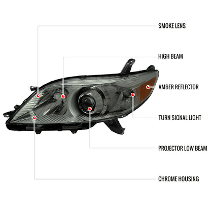 2011-2020 Toyota Sienna Projector Headlights (Chrome Housing/Smoked Lens)