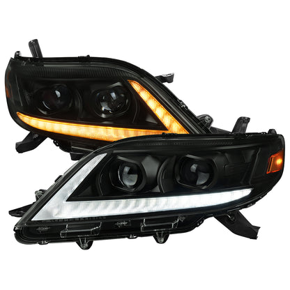 2011-2020 Toyota Sienna Switchback Sequential LED Bar Projector Headlights (Black Housing / Smoked Lens)