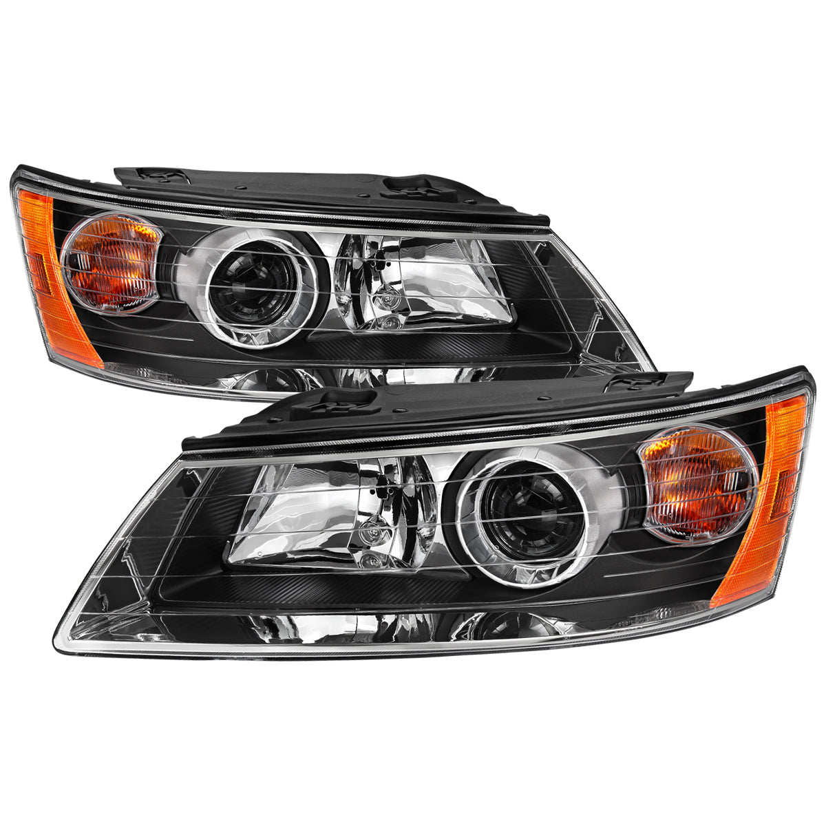 2006-2008 Hyundai Sonata Projector Style Headlights (Matte Black Housing/Clear Lens)