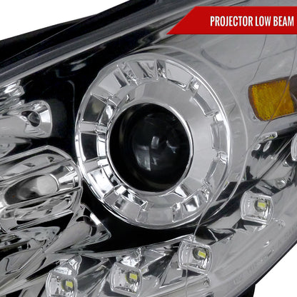 2011-2014 Hyundai Sonata Projector Headlights w/ SMD LED Light Strip (Chrome Housing/Clear Lens)
