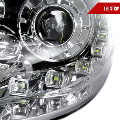 2011-2014 Hyundai Sonata Projector Headlights w/ SMD LED Light Strip (Chrome Housing/Clear Lens)
