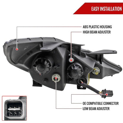 2011-2014 Hyundai Sonata Projector Headlights w/ SMD LED Light Strip (Chrome Housing/Clear Lens)