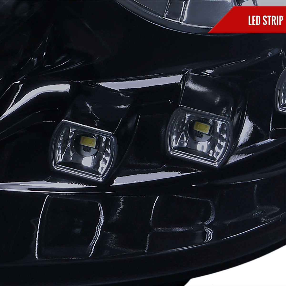 2011-2014 Hyundai Sonata Projector Headlights w/ SMD LED Light Strip (Glossy Black Housing/Smoked Lens)