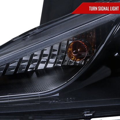 2011-2014 Hyundai Sonata Projector Headlights w/ SMD LED Light Strip (Glossy Black Housing/Smoked Lens)