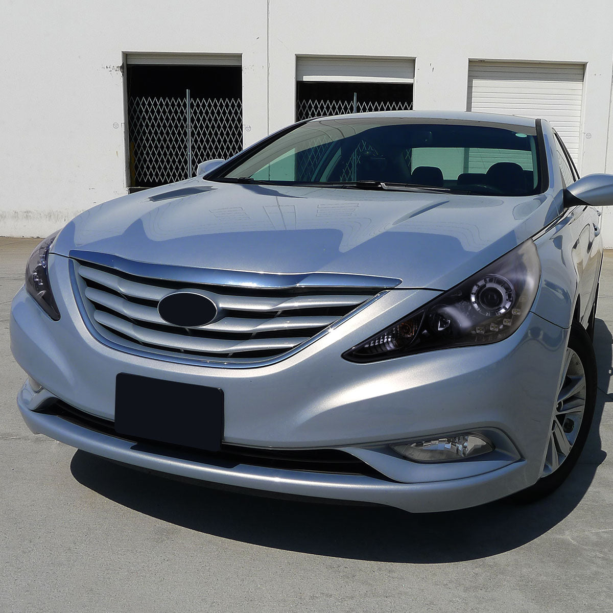 2011-2014 Hyundai Sonata Projector Headlights w/ SMD LED Light Strip (Glossy Black Housing/Smoked Lens)