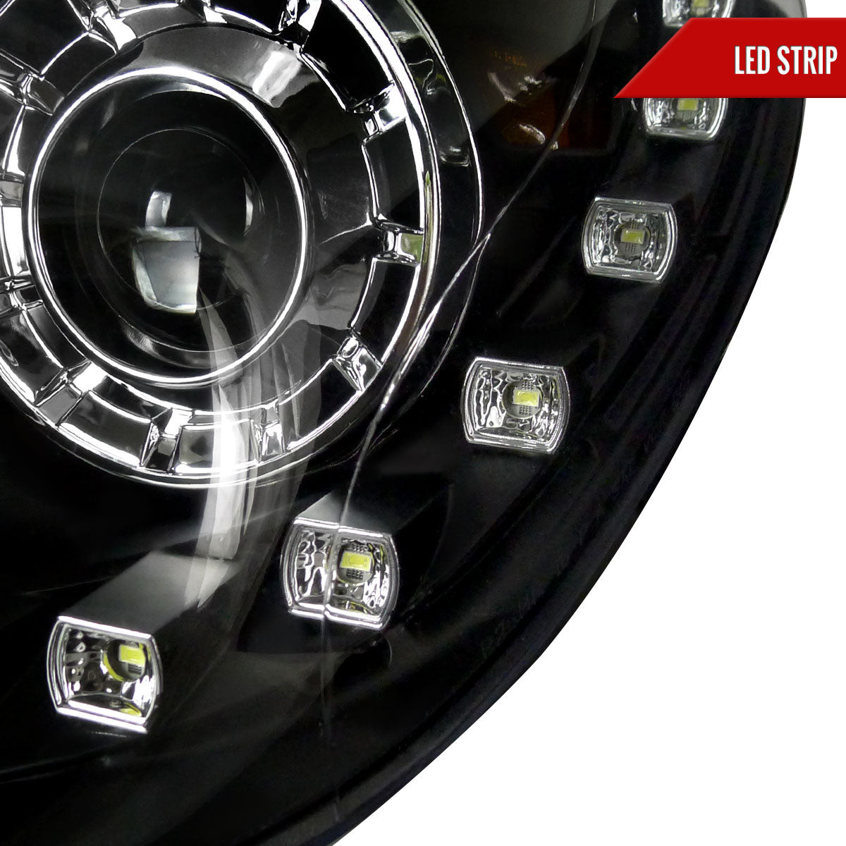 2011-2014 Hyundai Sonata Projector Headlights w/ SMD LED Light Strip (Matte Black Housing/Clear Lens)