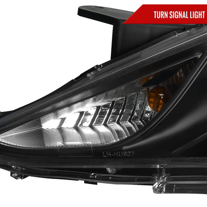 2011-2014 Hyundai Sonata Projector Headlights w/ SMD LED Light Strip (Matte Black Housing/Clear Lens)