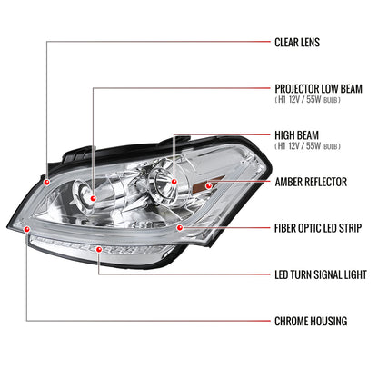 2010-2011 Kia Soul Projector Headlights w/ LED Light Bar & LED Turn Signal Lights (Chrome Housing/Clear Lens)