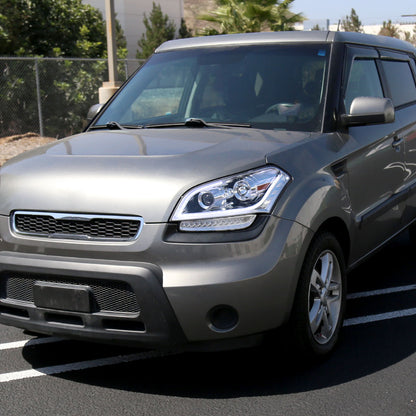 2010-2011 Kia Soul Projector Headlights w/ LED Light Bar & LED Turn Signal Lights (Chrome Housing/Clear Lens)
